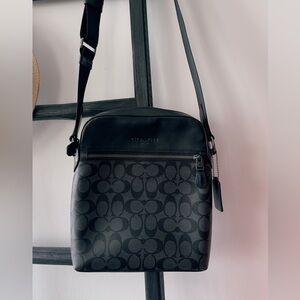 Coach Signature Black and Gray Shoulder Bag